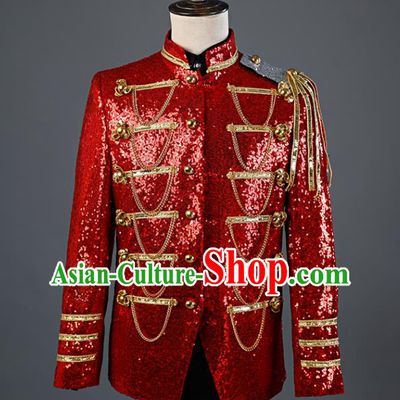 Custom Annual Meeting Compere Upper Garment Western Gentleman Red Jacket European Drama Performance Costume England Royal Prince Clothing