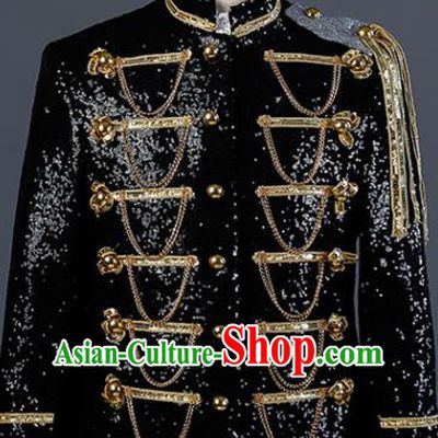 Custom England Royal Prince Clothing Annual Meeting Compere Upper Garment Western Gentleman Black Jacket European Drama Performance Costume