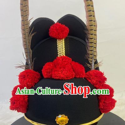 Chinese Ming Dynasty Bridegroom Headdress Ancient Drama My Heroic Husband Ning Yi Feather Hat Traditional Hanfu Ming Dynasty Wedding Headwear