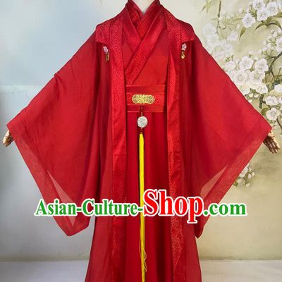 China Ancient Bride Red Robe Apparels Drama The Legend of White Snake Xu Xian Hanfu Clothing Song Dynasty Scholar Wedding Garment Costumes