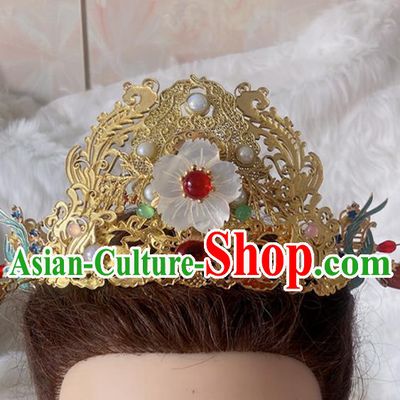 China Ancient Drama The Sword and the Brocade Headdress Ming Dynasty Noble Woman Hair Crown and Hairpins Traditional Wedding Hair Accessories