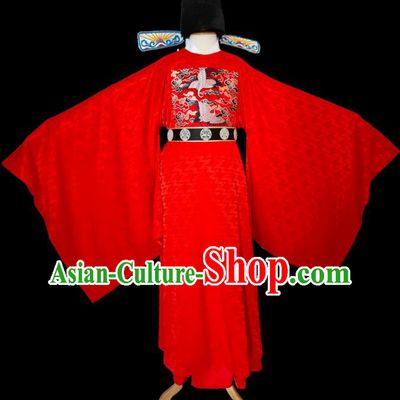 China Ancient Wedding Red Robe Apparels Drama Bridegroom Clothing Ming Dynasty Official Garment Costumes