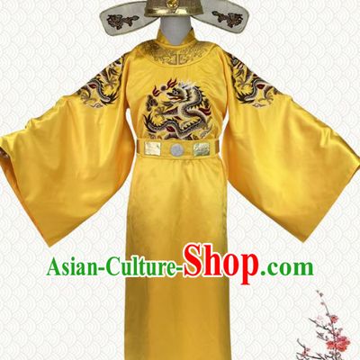 China Ancient Empress Yellow Imperial Robe Apparels Drama Zhao Kungyin Clothing Song Dynasty Monarch Garment Costumes and Hat