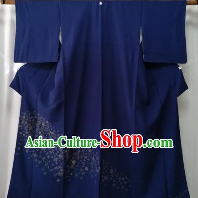 Asian Traditional Navy Yukata Robe Japanese Male Tsukesage Kimono Clothing Stage Performance Apparel