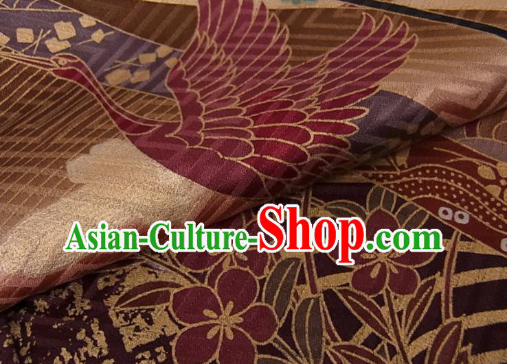 Japanese Male Homongi Kimono Clothing Traditional Brown Yukata Robe Royal Pattern Apparel Japanese Male Homongi Kimono Clothing Traditional Brown Yukata Robe Royal Pattern Apparel