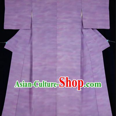 Japan Traditional Purple Silk Yukata Dress Classical Rattan Pattern Iromuji Kimono Clothing Young Lady Garment Costume