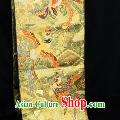 Japanese Traditional Yukata Robe Golden Brocade Belt Classical Phoenix Pattern Wafuku Waistband Nagoya Kimono Dress Corset Accessories