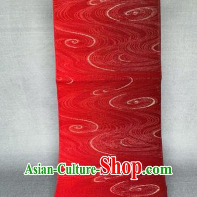 Japanese Traditional Yukata Robe Red Brocade Belt Classical Flow Pattern Wafuku Waistband Fabric Kimono Dress Corset Accessories