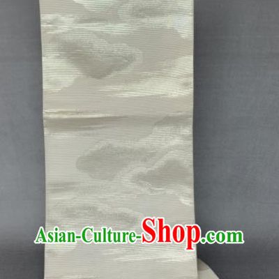 Japanese Classical Clouds Pattern Wafuku Waistband Summer Kimono Dress Corset Accessories Traditional Yukata Robe White Brocade Belt