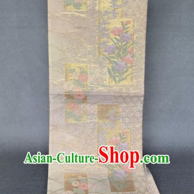 Japanese Traditional Yukata Robe Beige Brocade Belt Classical Chrysanthemum Pattern Wafuku Waistband Summer Kimono Dress Corset Accessories