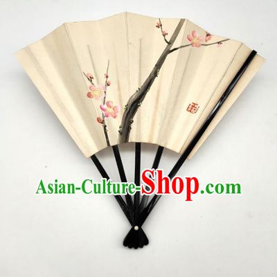 Japanese Classical Dance Accordion Hand Painting Plum Blossom Silk Fan Traditional Stage Performance Folding Fan