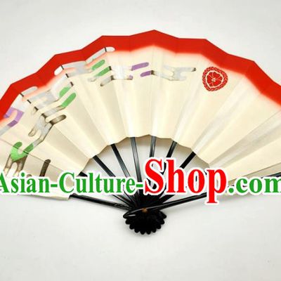 Japanese Traditional Geisha Dance Folding Fan Stage Performance Accordion Handmade Printing Silk Fan