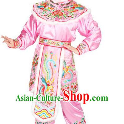 Chinese Traditional Opera Hua Mulan Clothing Beijing Opera Swordswoman Garment Costumes Peking Opera Female General Pink Uniforms