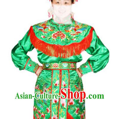 Chinese Traditional Opera Woman Soldier Clothing Beijing Opera Heroine Garment Costumes Peking Opera Female Warrior Green Uniforms