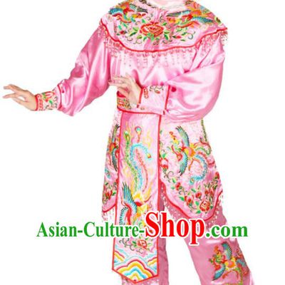 Chinese Peking Opera Hua Mulan Pink Uniforms Traditional Cosplay Female General Clothing Beijing Opera Swordswoman Garment Costumes