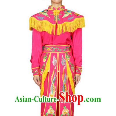 Chinese Traditional Drum Dance Clothing Chaoshan Spring Festival Parade Garment Costumes Peking Opera Female Swordsman Rosy Uniforms