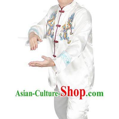 China Traditional Martial Arts White Outfits Wushu Performance Costumes Kung Fu Training Clothing