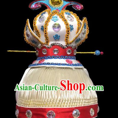 Chinese Beijing Opera Lotus Hair Crown and Hairpin Handmade Opera Swordsman Headpieces Ancient Taoist Hair Accessories