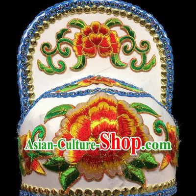 Chinese Ancient Scholar Headwear Beijing Opera Xiaosheng Embroidered White Hat Handmade Opera Young Male Headdress