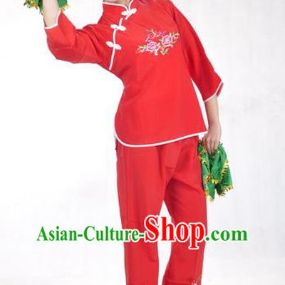 China Drum Dance Garments Folk Dance Red Uniforms Woman Yangko Dance Clothing Fan Dance Costumes