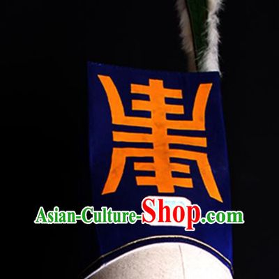 Chinese Peking Opera Feudal Runners Headdress Beijing Opera Wusheng Headwear Handmade Ancient Official Blue Hat