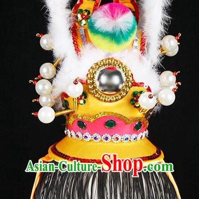 Chinese Ancient Prince Yellow Hairdo Crown Handmade Chaozhou Opera Noble Childe Jia Baoyu Headpieces Beijing Opera Niche Hair Accessories