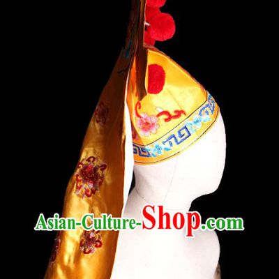 Chinese Beijing Opera Scholar Embroidered Yellow Hat Ancient Young Male Headdress Handmade Chaozhou Opera Swordsman Headwear