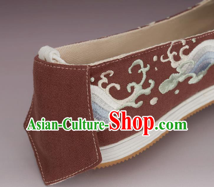 China Handmade Rust Red Cloth Shoes Ancient Princess Shoes Traditional Hanfu Shoes Embroidered Shoes China Handmade Rust Red Cloth Shoes Ancient Princess Shoes Traditional Hanfu Shoes Embroidered Shoes
