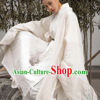 China Traditional Historical Garment Costumes Ancient Swordsman Hanfu Clothing Song Dynasty Young Childe White Uniforms