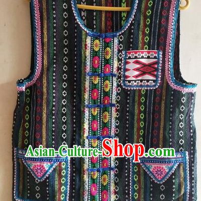 China Minority Male Vest Va Nationality Stage Performance Clothing Ethnic Folk Dance Waistcoat