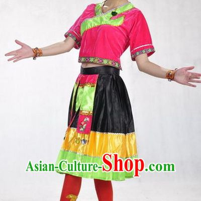 Chinese Yunnan National Minority Dance Dress Miao Nationality Female Performance Garment Costumes Hmong Ethnic Dance Uniforms