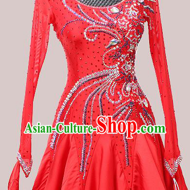 Custom Waltz Competition Fashion Modern Dance Red Dress International Dance Garment Ballroom Dancing Clothing Custom Waltz Competition Fashion Modern Dance Red Dress International Dance Garment Ballroom Dancing Clothing