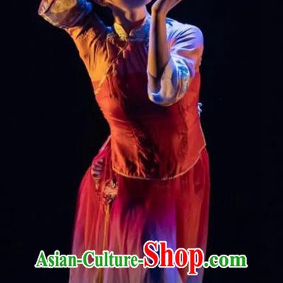 Chinese Umbrella Dance Garment Costumes Female Solo Dance Clothing Classical Dance Red Dress Stage Performance Outfits