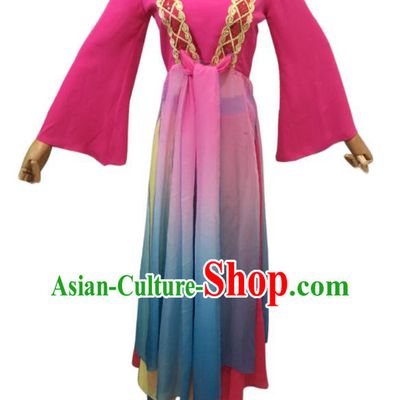 Chinese Umbrella Dance Outfits Classical Dance Garment Costumes Female Solo Dance Clothing Stage Performance Rosy Dress