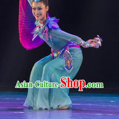 Chinese Woman Pleiospilos Simulans Dance Clothing Classical Dance Garment Costumes Stage Performance Green Dress Outfits