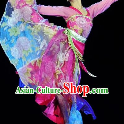 Chinese Classical Dance Garment Costumes Beauty Stage Performance Rosy Dress Outfits Woman Hanfu Dance Clothing