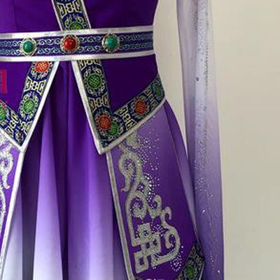 Chinese Mongolian Minority Festival Performance Garment Costumes Mongol Nationality Female Clothing Ethnic Group Dance Purple Dress Uniforms