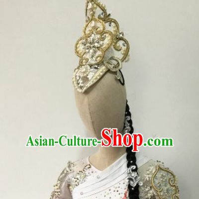 Top China Opening Dance Headdress Stage Performance Women Group Dance Hair Crown Classical Dance Hair Accessories