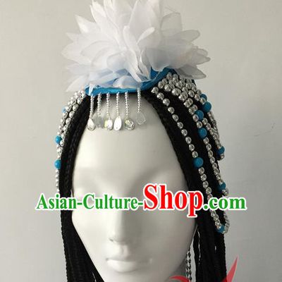Top China Mongolian Nationality Stage Performance Headdress Ethnic Dance Hair Accessories Mongol Minority Female Dance Braid Hairpieces