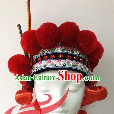 Top China Ethnic Stage Performance Headdress Minority Folk Dance Hat Zhuang Nationality Female Dance Hair Accessories