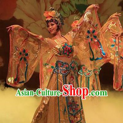 Chinese Classical Dance Court Dance Garment Costumes Stage Performance Empress Yellow Dress Outfits Female Group Dance Clothing