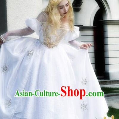 Custom Spanish Princess Clothing Cosplay Flower Fairy White Full Dress Halloween Fancy Ball Garment Costume