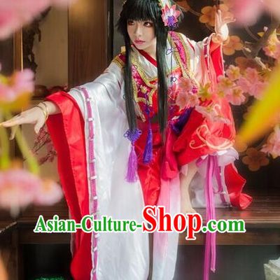 Chinese Ancient Swordswoman Garment Costumes Traditional Cosplay Female Knight Red Dress Fairy Princess Clothing