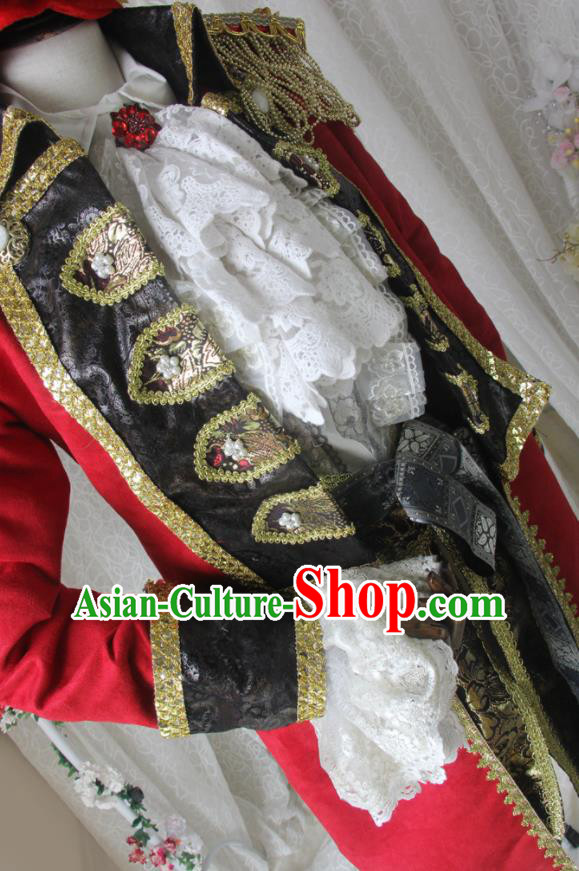 Top England Earl Uniforms European Gentleman Garment Costumes Cosplay Pirate Red Suits