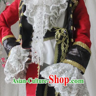 Top Halloween Cosplay Pirate Red Suits Spanish Earl Uniforms European Gentleman Garment Costumes