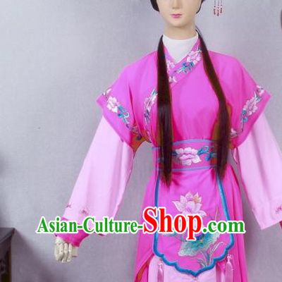 Chinese Ancient Servant Girl Garment Costumes Traditional Beijing Opera Diva Rosy Dress Outfits Peking Opera Actress Clothing