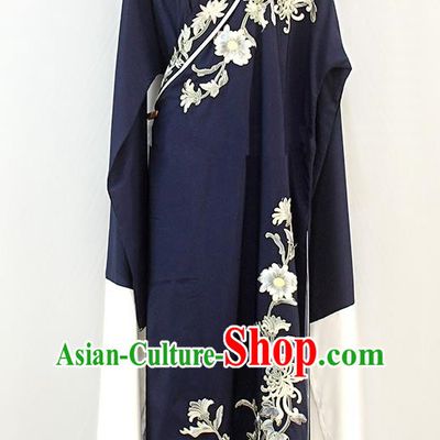 China Peking Opera Xiaosheng Clothing Beijing Opera Niche Garment Huangmei Opera Scholar Embroidered Navy Robe