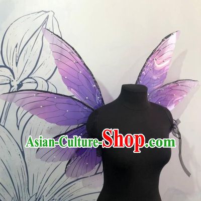 Custom Cosplay Fairy Purple Wings Halloween Angel Decorations Carnival Catwalks Back Accessories Brazil Parade Props