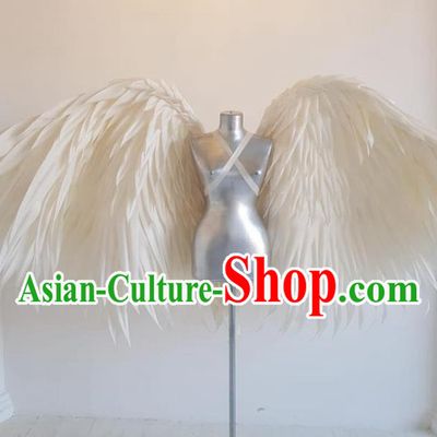 Custom Brazil Catwalks Props Cosplay Deluxe White Feather Wings Halloween Stage Show Decorations Carnival Parade Angel Back Accessories