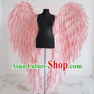 Custom Halloween Stage Show Decorations Carnival Parade Angel Back Accessories Brazil Catwalks Props Cosplay Deluxe Pink Feather Wings
